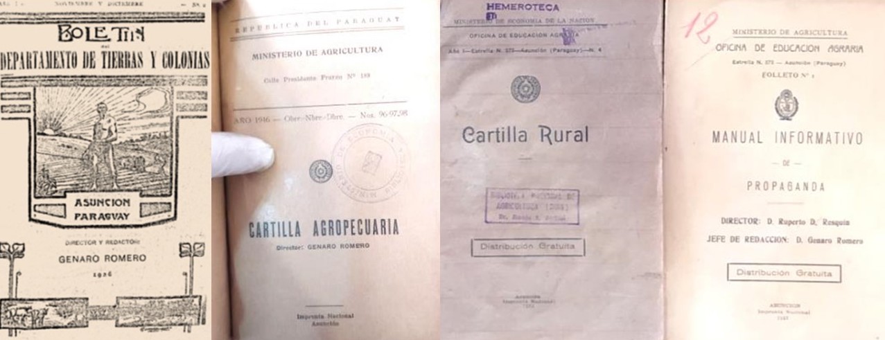 Diversos folletos promovidos por Genaro Romero. Décadas de 1920 a 1940. Biblioteca Nacional de Agricultura