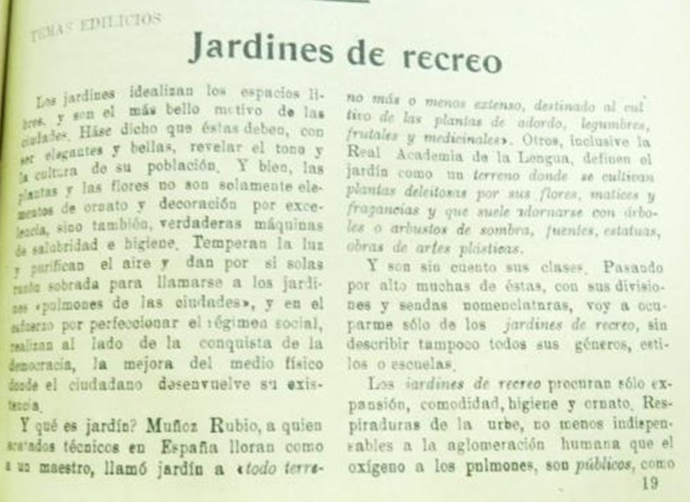 Fragmento de un artículo publicado por Leopoldo Benítez, Revista Municipal de Asunción, 1929