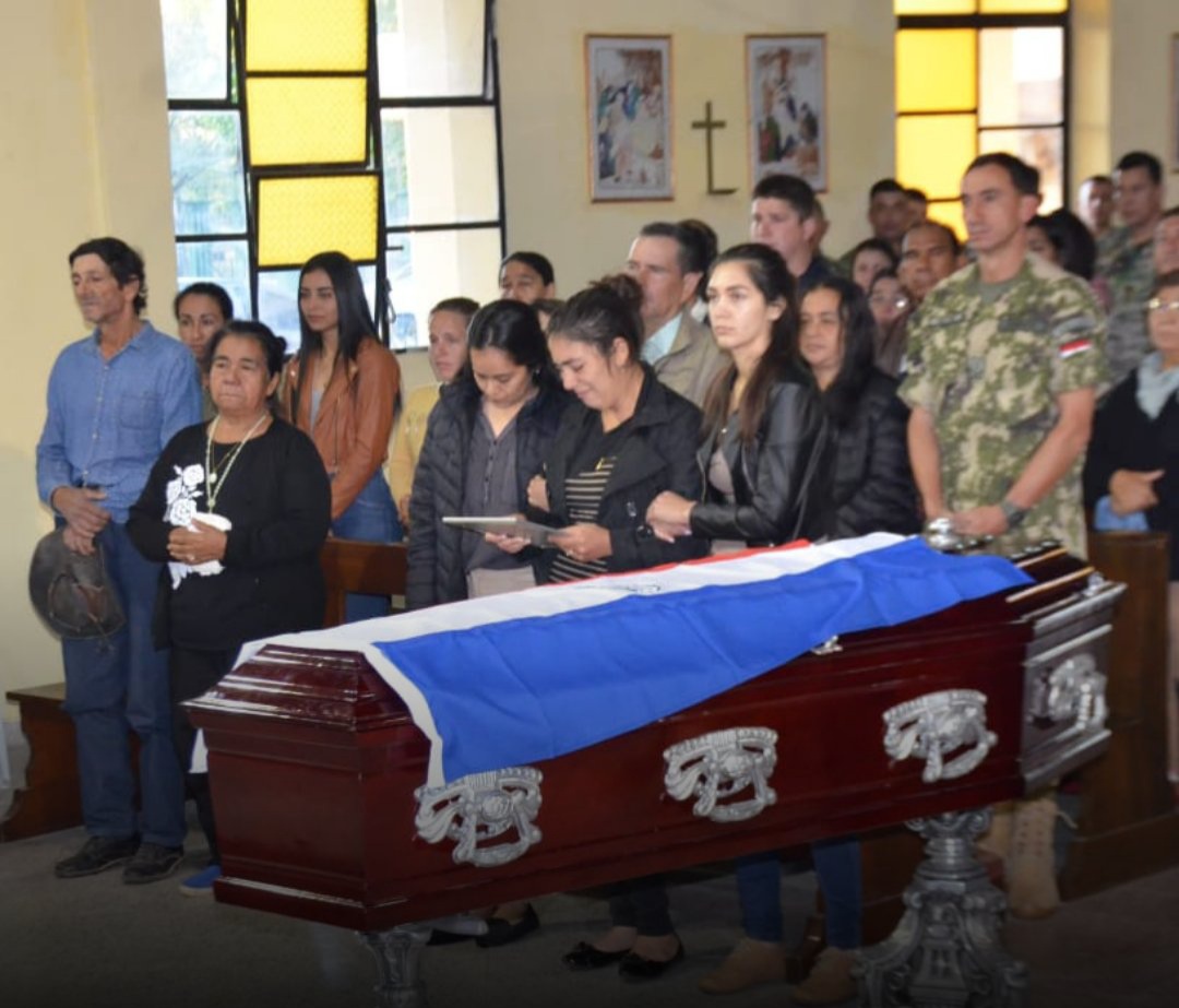 Despiden a Domingo Ríos, militar que fue arrastrado por raudal en Lambaré. Foto: Gentileza.