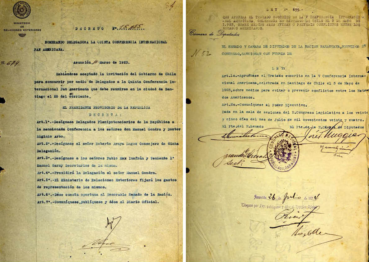 Gondra, documentos de la Convención