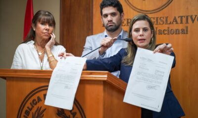 Celeste Amarilla, Raúl Benitez y Kattya González en conferencia de prensa. Foto: Gentileza.