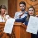 Celeste Amarilla, Raúl Benitez y Kattya González en conferencia de prensa. Foto: Gentileza.