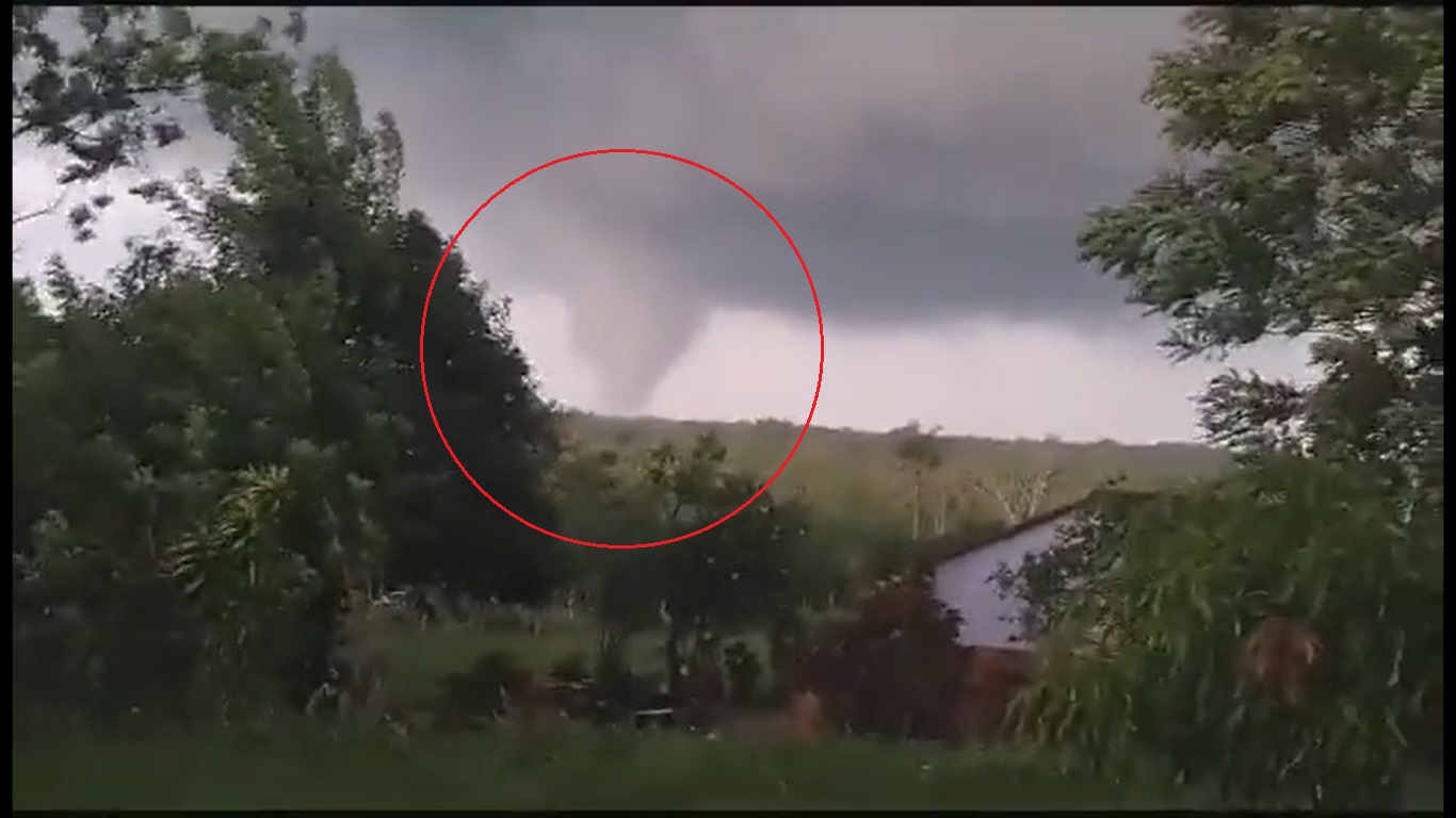 Debido a las limitaciones no solamente en cuanto a equipamiento sino también a recursos humanos, Mingo aclaró que solo pudieron confirmar el paso del tornado en Santaní. Foto: Captura.