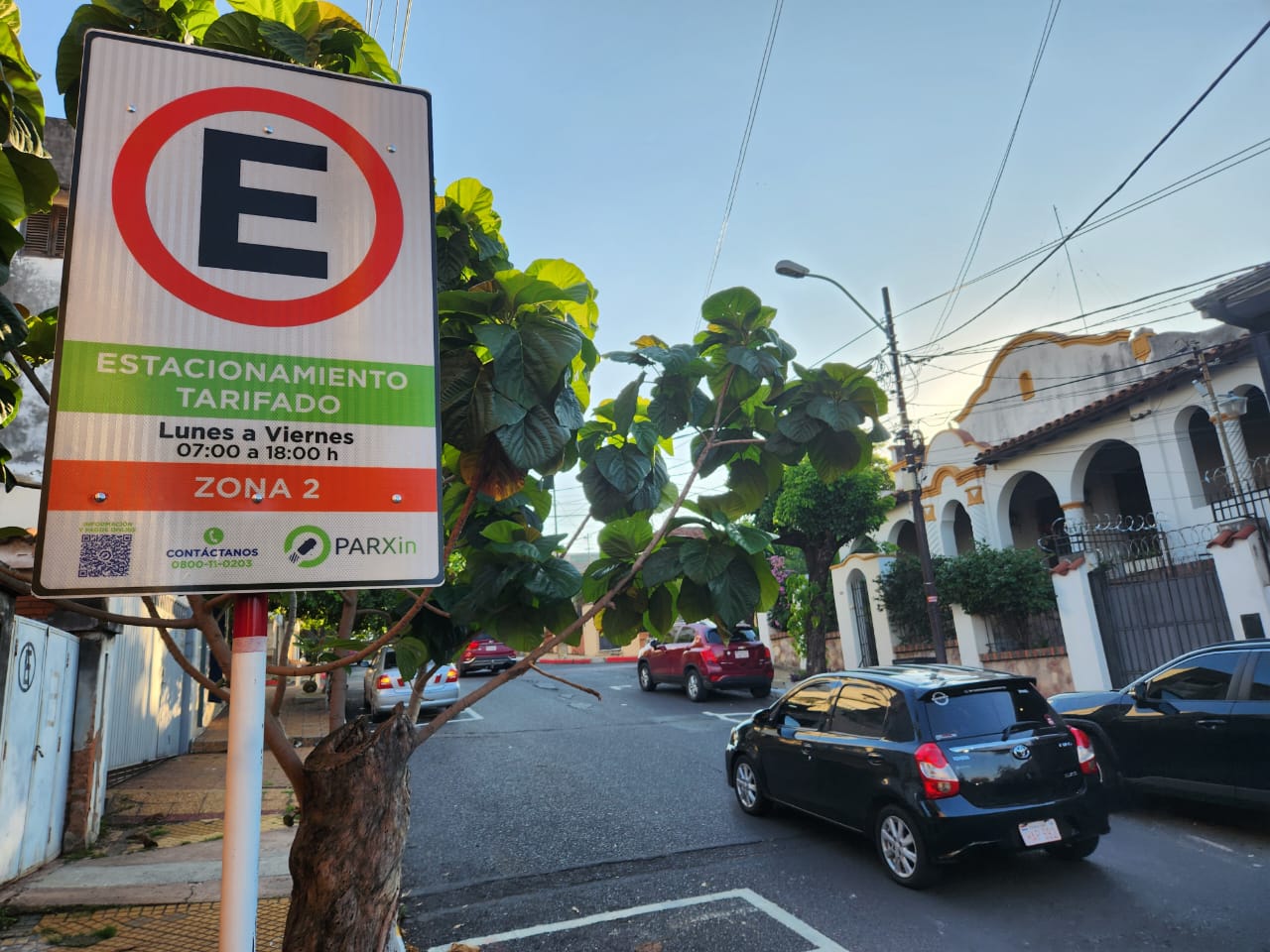 Estacionamiento tarifado en Asunción. Foto: Silvia Sosa.