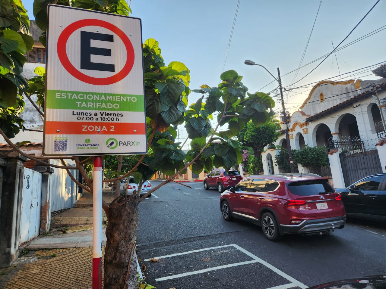 Estacionamiento tarifado en Asunción. Foto: Silvia Sosa.