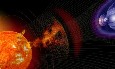 Ilustración que refleja la mayor tormenta solar conocida que azotó la Tierra hace 14.300 años y que cambiaron las condiciones del espacio cercano a nuestro planeta. Foto: DW.