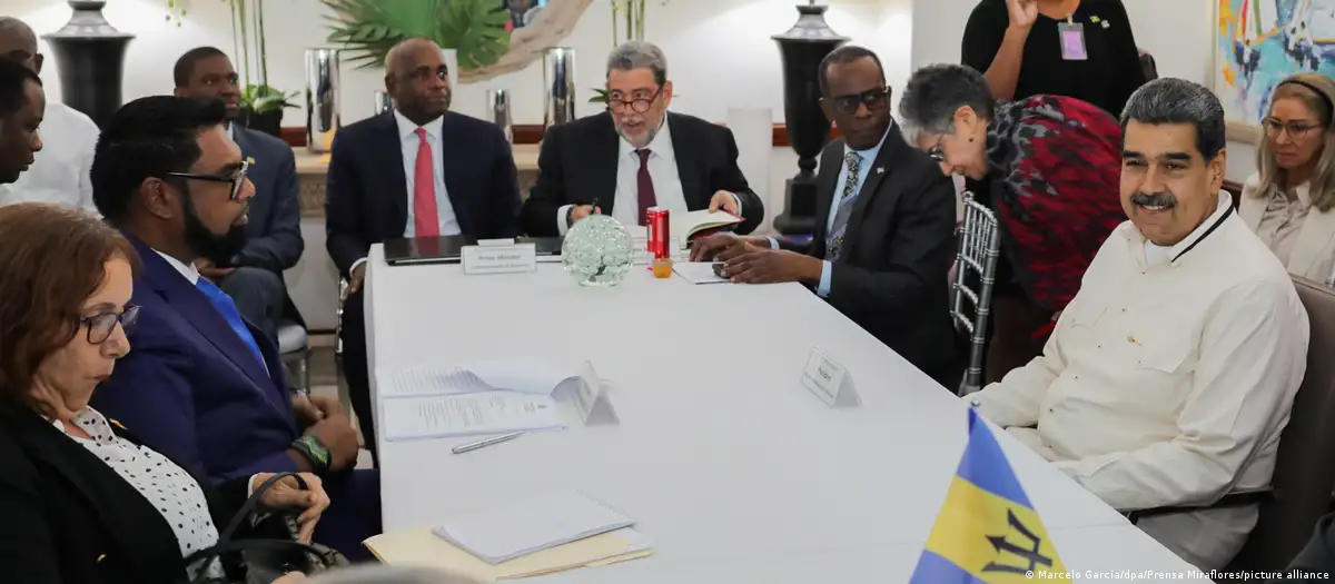 Encuentro de los presidentes de Guyana y Venezuela ayudó a rebajar la tensión. Foto:DW.