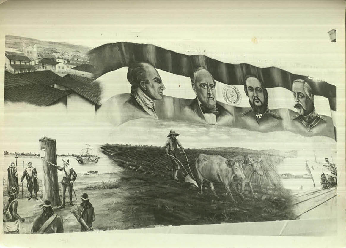 Puerto de Asunción, mural de la Sala de Equipajes, 1957. Archivo Rolón