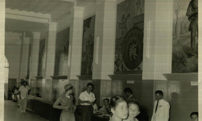 Grandes murales en la Sala de Pacotillas del Puerto de Asunción, 1957. Documentación obrante en el Archivo Rolón-Domínguez. Cortesía