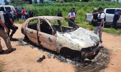 Vehículo incinerado en Villa Ygatimi. Foto: Ministerio Público.