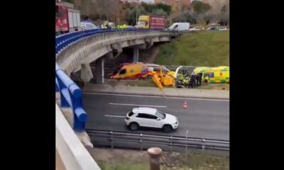 Helicóptero se estrelló en las calles de Madrid. Foto: ámbito.com