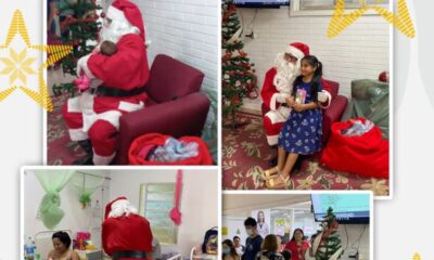 Acompañado de un saco repleto de regalos, Papá Noel visitó el Hospital de Trinidad. Foto: Agencia IP.