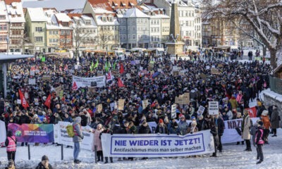 En la ciudad Erfurt, Alemania el antinazismo se expresa en la calle. Foto: Página12.