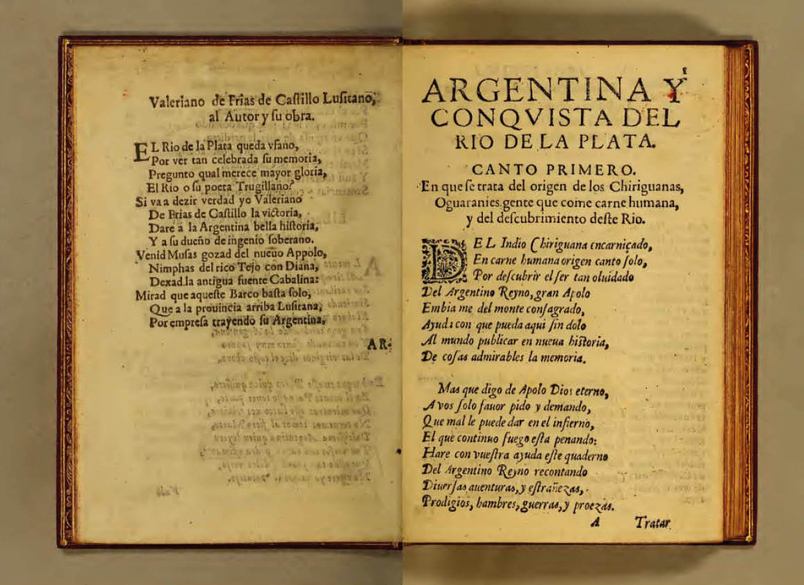 Martín del Barco Centenera, "La Argentina", 1602, primera edición. Cortesía