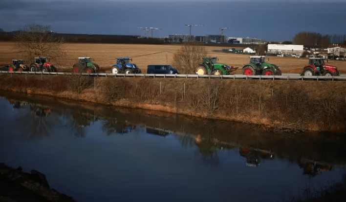 Bloqueo de agricultores en Francia. Foto: Infobae.