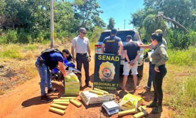 El detenido transportaba 67kilos de marihuana en moto en Yby Yau. Foto: Senad.