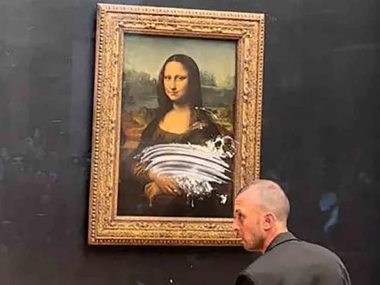 "La Gioconda" durante otro de los atentados sufridos. Cortesía