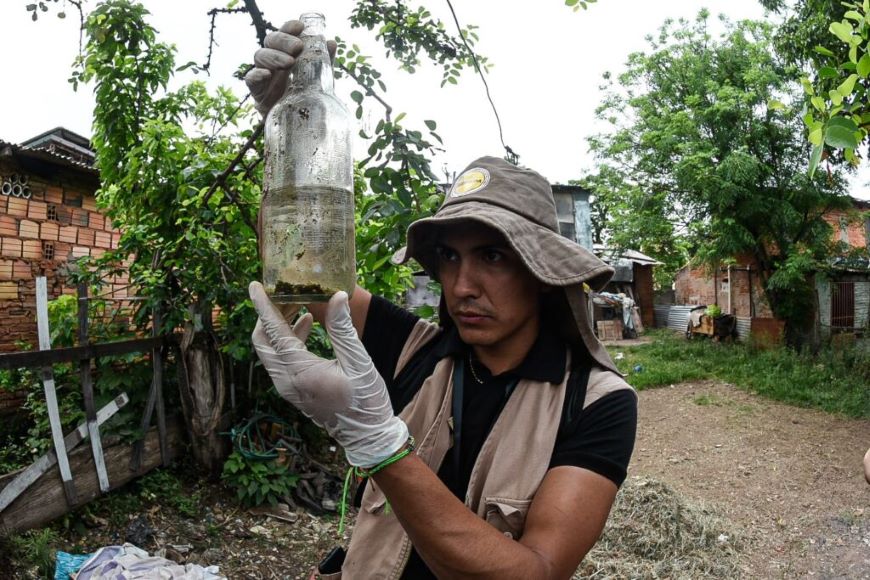 La botella es el principal criadero de mosquitos. Foto: MSP BS.