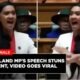 Hana-Rawhiti Maipi-Clarke, de 21 años, sorprendió a sus colegas al realizar un “haka” en pleno Parlamento. Foto: Infobae.