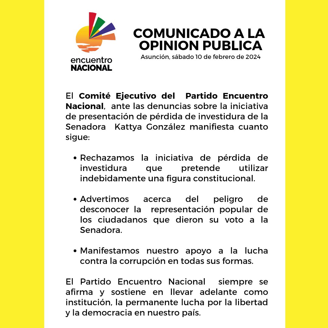 Comunicado del PEN. Facsímil.