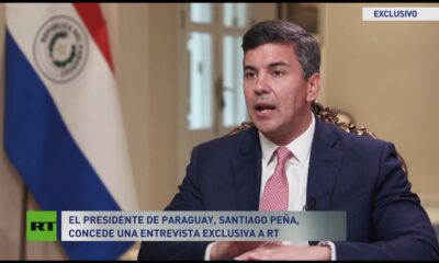 Santiago Peña en entrevista exclusiva con un medio español. Foto: Captura de pantalla.