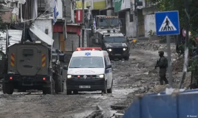 Ambulancia de la Media Luna Roja en el campamento de refugiados de Tullkarem, en Cisjordania. Foto: DW.