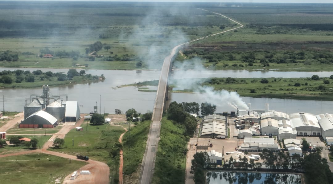 Vista aérea de la ruta puente de Concepción. Foto: IP Paraguay.