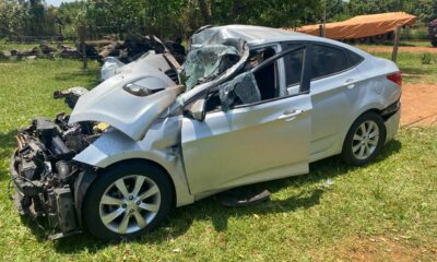 Camión mal estacionado provoca grave accidente en Caazapá. Foto: Gentileza.