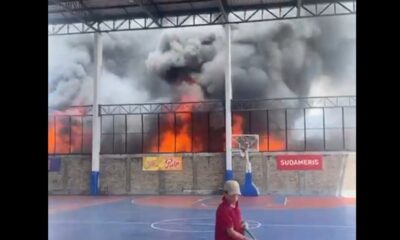 Incendio en inmediaciones del Club Sajonia. Foto: Captura.