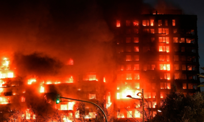 Incendio en el edificio de Valencia, España. Foto: CNN.