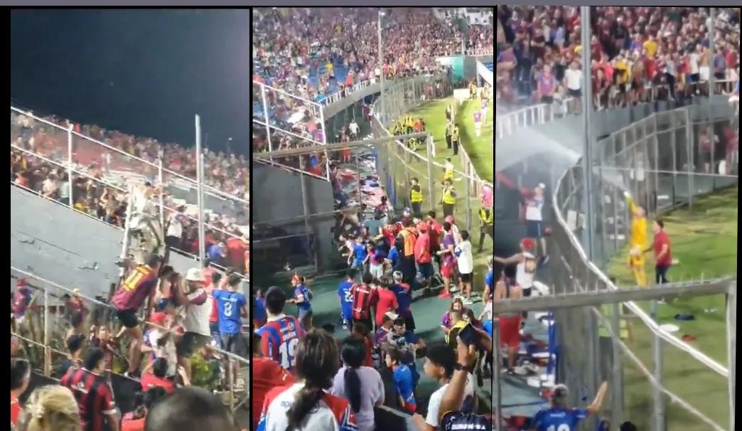 Violencia entre barras en los estadios pone en peligro a familias. Foto: Captura de pantalla.