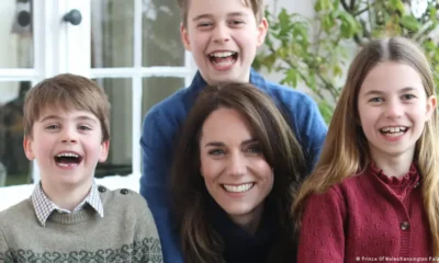 Foto de Kate Middleton y sus hijos, presuntamente generada con ayuda de inteligencia artificial. Foto: DW.