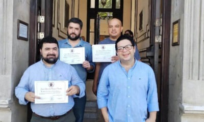 José Samudio Falcón, Carlos Peris Castiglioni, Carlos Von Horoch y Fabián Chamorro, miembros correspondientes de la Junta de Historia de Corrientes. Cortesía