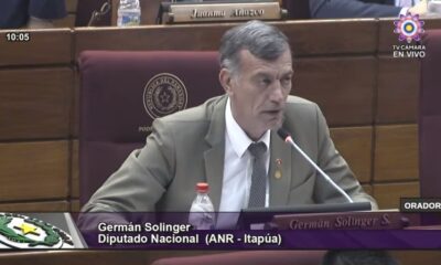 Diputado colorado Germán Solinger. Foto: Captura de pantalla.