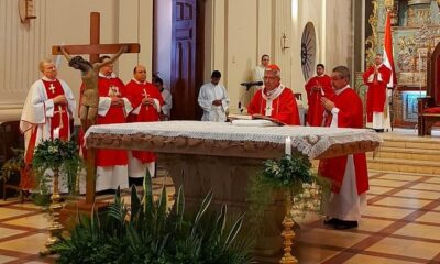 Cardenal Adalberto Martínez durante la Vigilia Pascual. Foto: Gentileza.