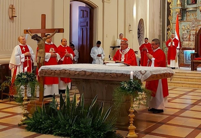 Cardenal Adalberto Martínez durante la Vigilia Pascual. Foto: Gentileza.