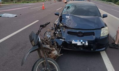 Accidente fatal sobre la ruta PY02 en Caacupe. Foto: Bomberos de Caacupé.