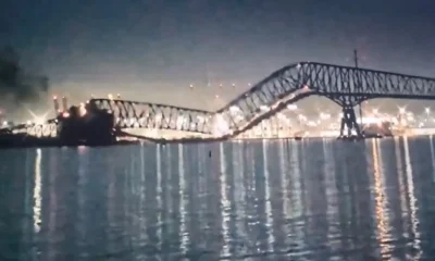 Un barco chocó contra el mayor puente de Baltimore. Foto:Captura.