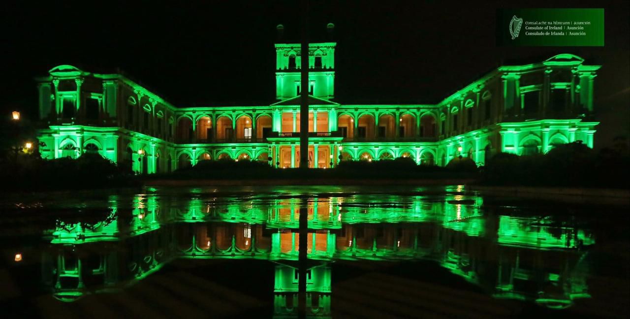 El Palacio de López, uno de los edificios del casco histórico de Asunción que se encenderá de verde este domingo. Foto: Gentileza.