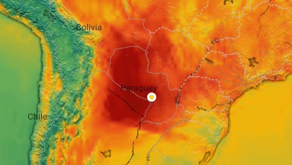 Hoy, 16 de marzo del 2024, Paraguay es el país más caluroso del mundo. Foto: Captura.