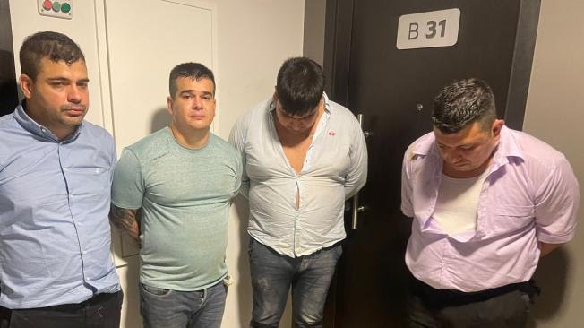 Estos son los cuatro colombianos detenidos en el país. Foto: Gentileza.