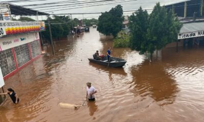 Inundaciones en la ciudad de Limpio. Foto: Armada Paraguaya.