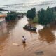 Inudaciones afectaron gravemente la ciudad de Limpio. Foto: Armada Paraguaya.