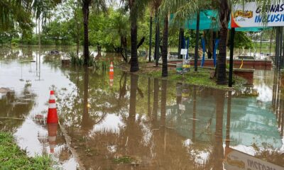 El parque Ñu Guasú quedó bajo agua. Foto: MOPC.