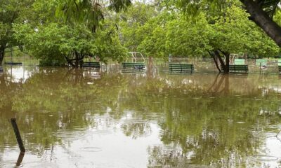 El parque Ñu Guasú quedó bajo agua. Foto: MOPC.