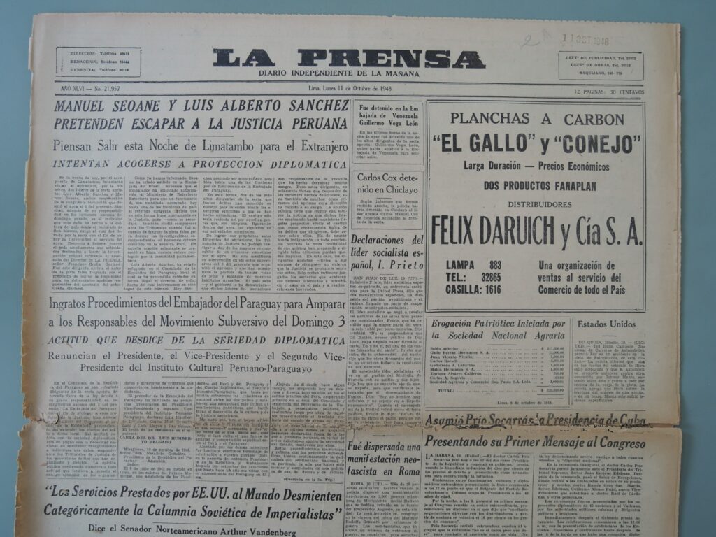 Recorte de La Prensa (1948). Cortesía