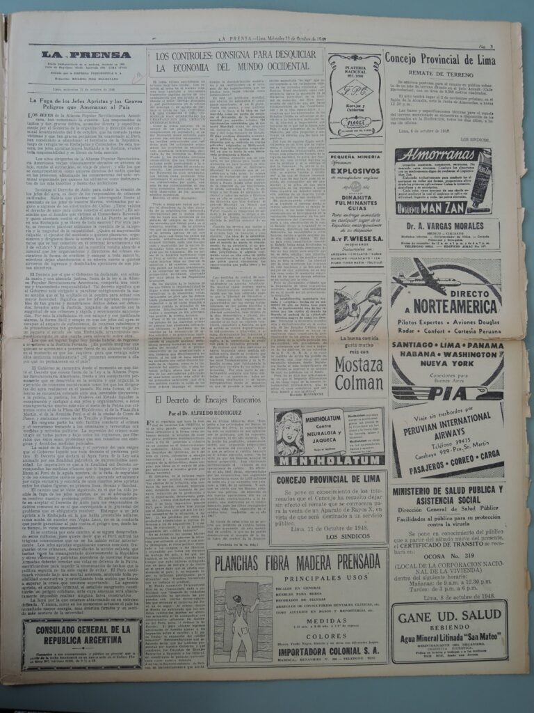 Recorte del diario "La Prensa" (1948). Cortesía