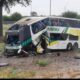 Así quedó el bus tras el accidente. Foto: Gentileza.