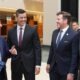 El presidente Santiago Peña, participó de la Asamblea de la Conmebol junto a su invitado, el mandatario uruguayo Luis Lacalle Pou. Foto: Gentileza.