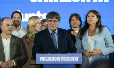 Carles Carles Puigdemont en conferencia de prensa, el domingo 12 de mayo de 2024.Imagen: David Borrat/EPA